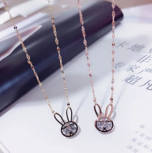 1pc The Rabbit Zircon Pendant Necklace Titanium St - Picture 2 of 5